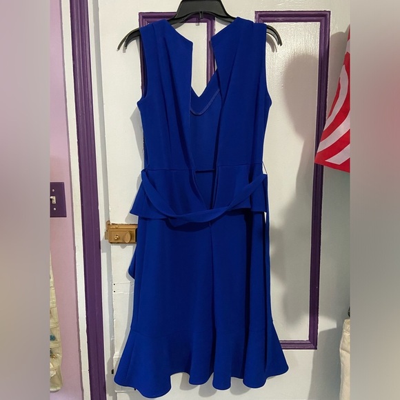 Blue Calvin Klein Ruffle Dress Size 8 - Picture 2 of 9